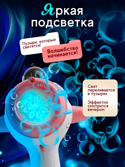 Бестселлер Генератор мыльных пузырей Игрушка мыльный пистолет большой, черный, фото 2