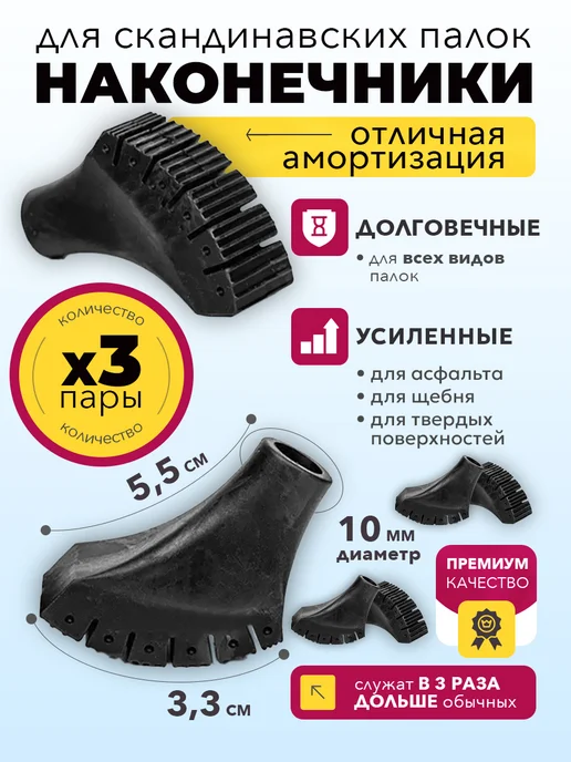 Finland Brand Наконечники 2 шт для скандинавских палок усиленные PRO, 6 шт