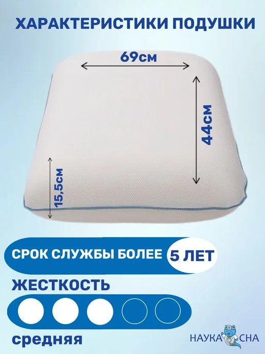 Наука сна Подушка ортопедическая с эффектом памяти, белый, фото 2