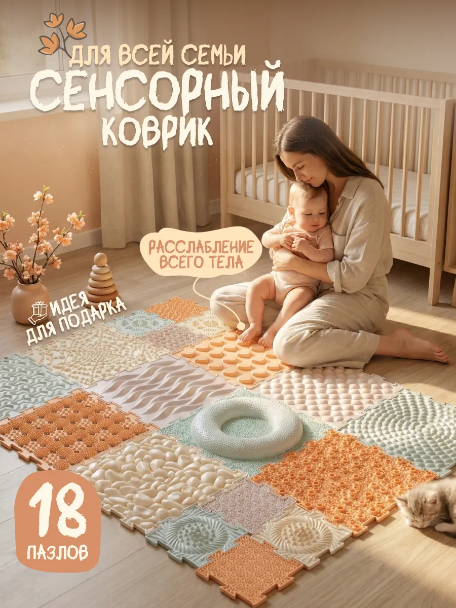 Развивающий детский коврик для малышей и ползания на пол