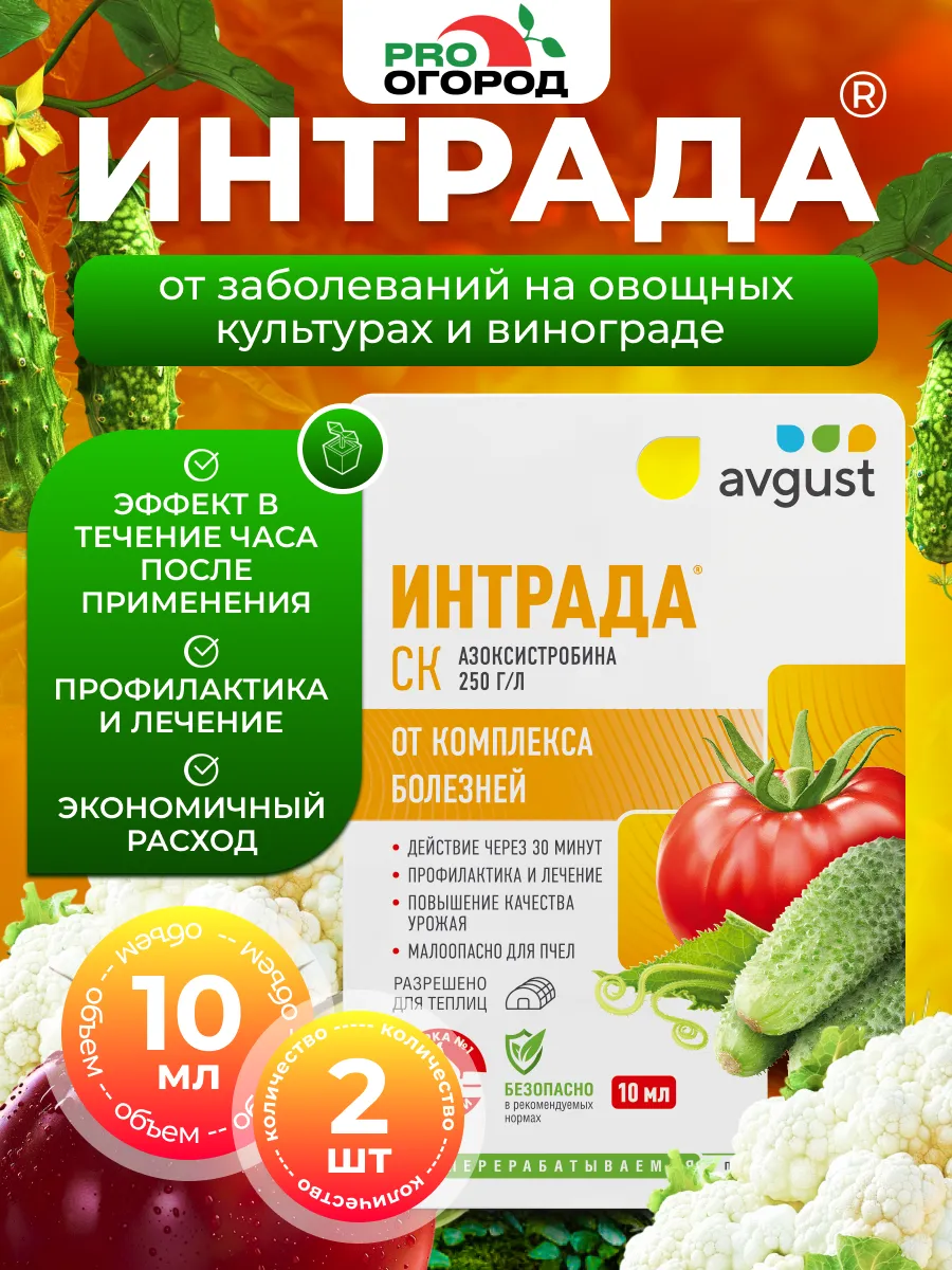 Средство от болезней овощей и винограда Интрада, 2шт по 10мл